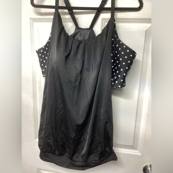 Lane Bryant Swim Cacquie Black with White Polka Dots sz22 - Picture 1 of 3
